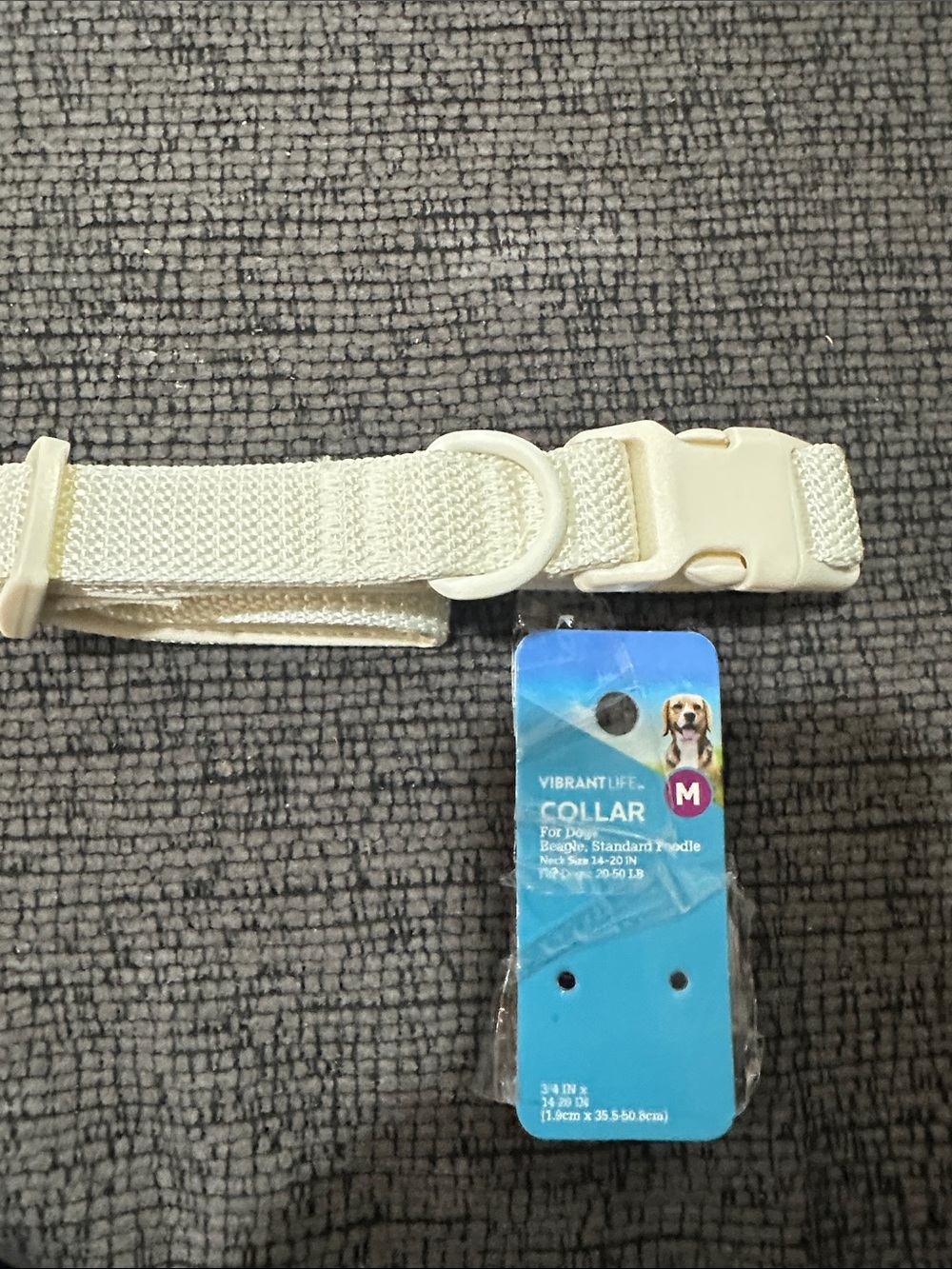 Vibrant Cream Collar for dogs beagle, standard poodle neck size 14-20 in 20-50lb